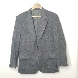 Vintage Wm.H.Leishman 100% Lambs Wool Herringbone Blazer Lined Pockets Professor